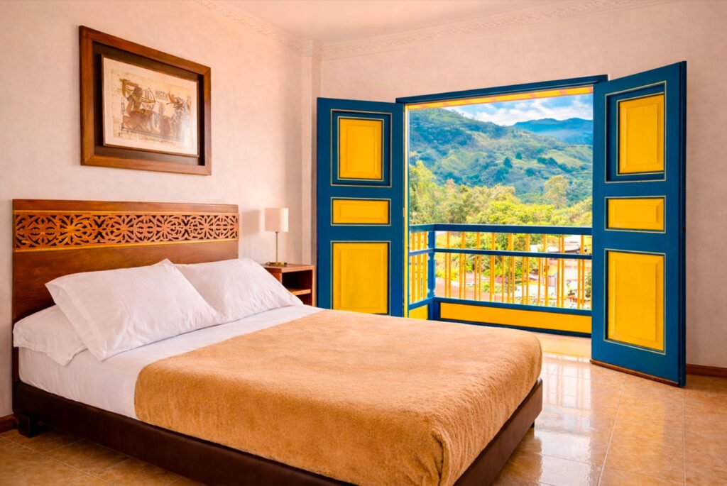 Habitación doble con balcón y vista en el Hospedaje Camino Real, Salento