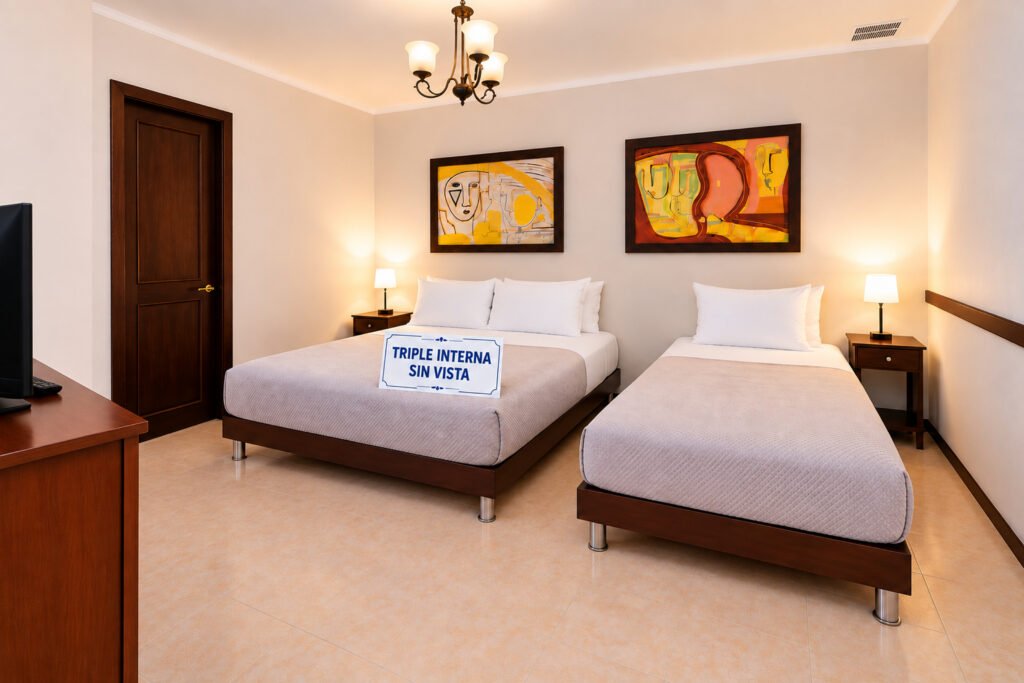 Habitación triple interna (sin vista) en el Hospedaje Camino Real, Salento