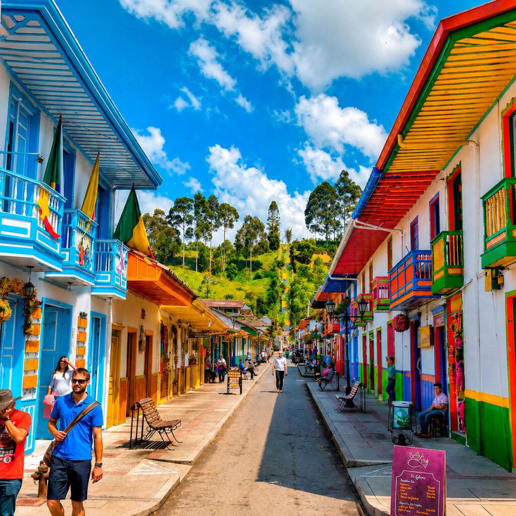 Calle Real de Salento con casas de colores